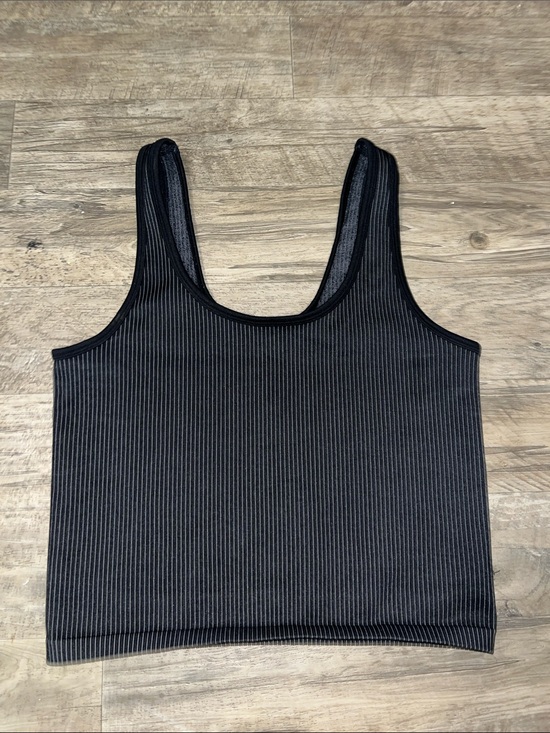 aerie Tops - aerie Black Ribbed Scoop Tank Top